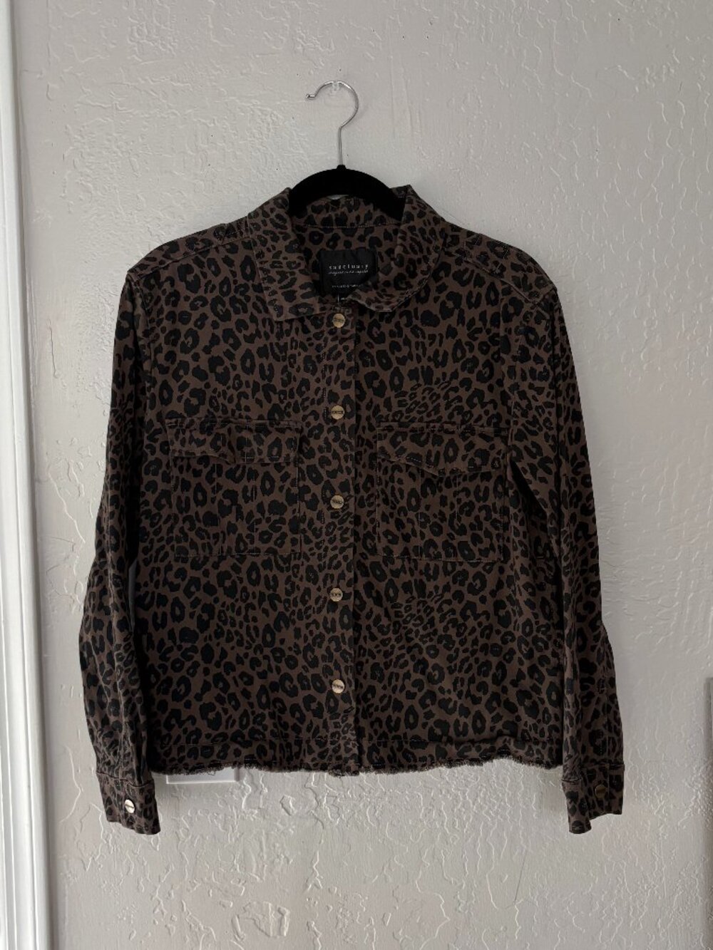 Anthropologie Sanctuary Cheetah Print Snap Closure Sanctuary Jacket Size Small